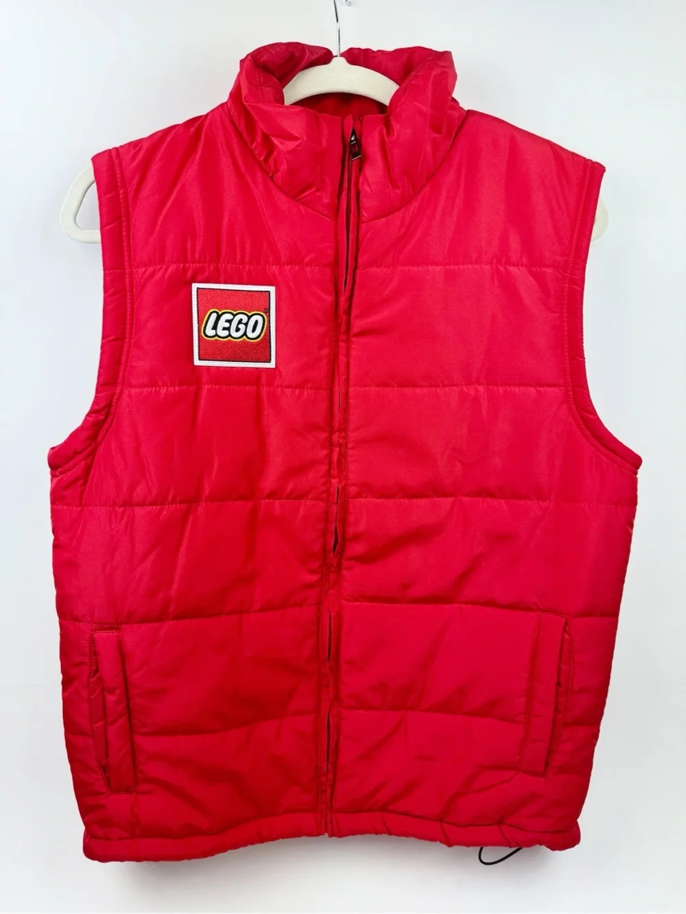 LEGO Red Quilted Zip Puffer Vest with Patch Large